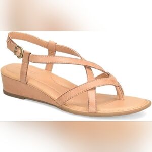 BORN Sibyl Strappy Slingback Thong Sandal in Nude Size 11M